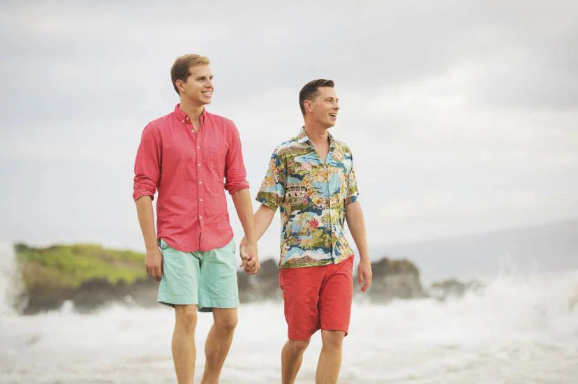 LGBT - male couple beach (stock)