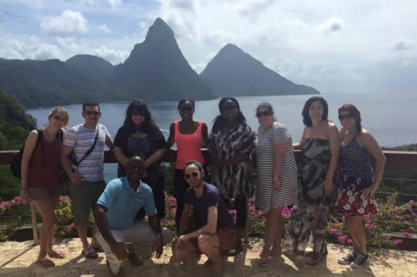 GROUP - PITONS - JADE MOUNTAIN - Anna is at the back third from the left.jpg