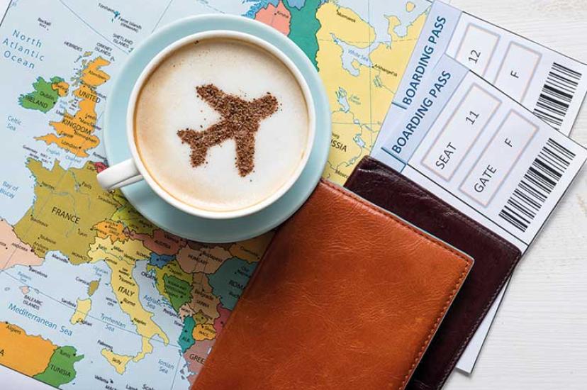 Flight plans, maps, coffee