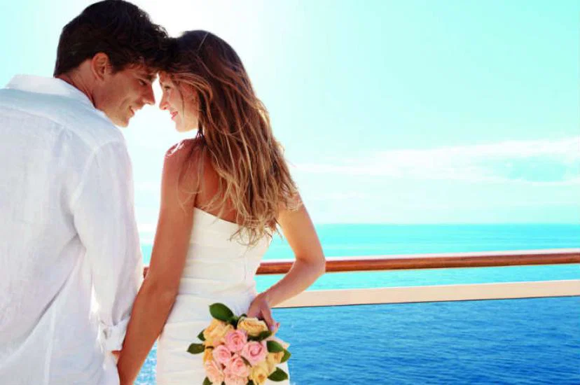 Couple getting married on a cruise ship