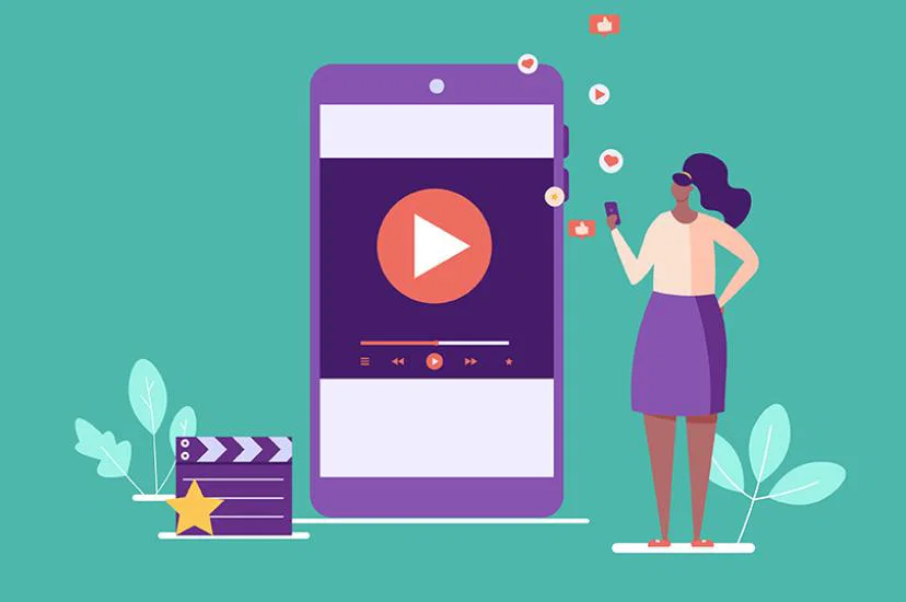 Woman with phone illustration