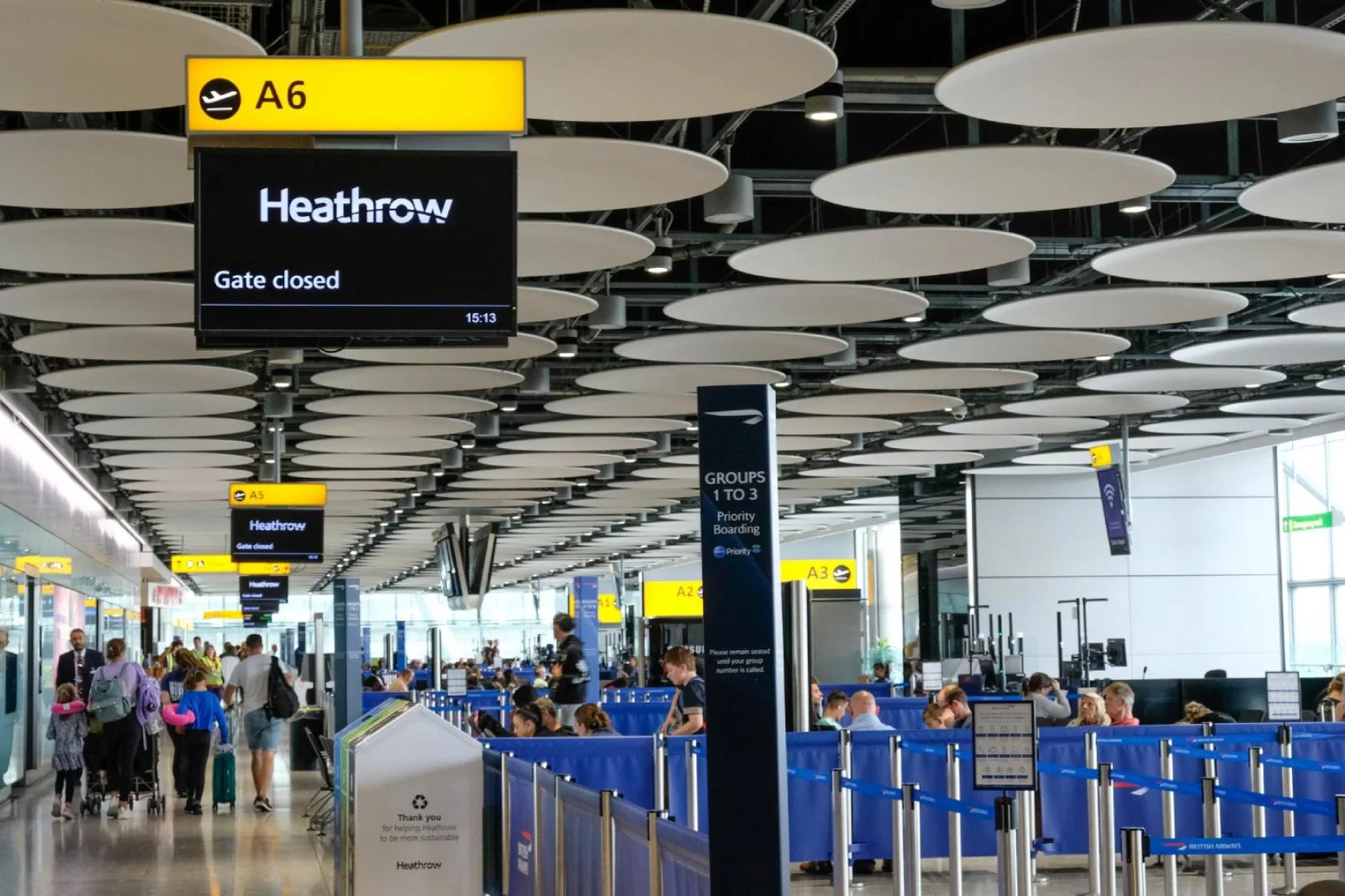 Check in gates at Heathrow airport