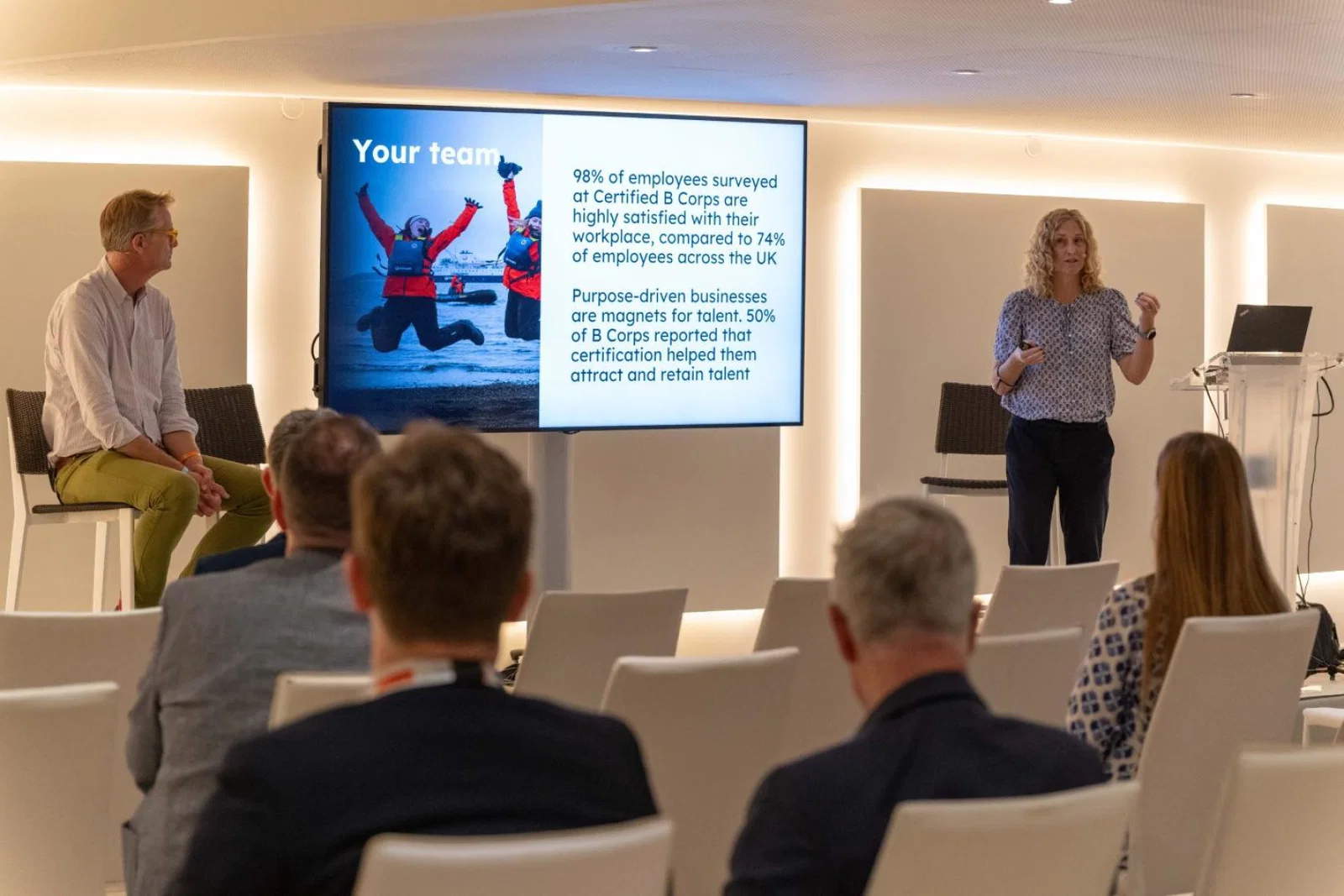 Intrepid's Rochelle Turner and Felloh's Will Bicknell ran through how B Corps balance profit and purpose