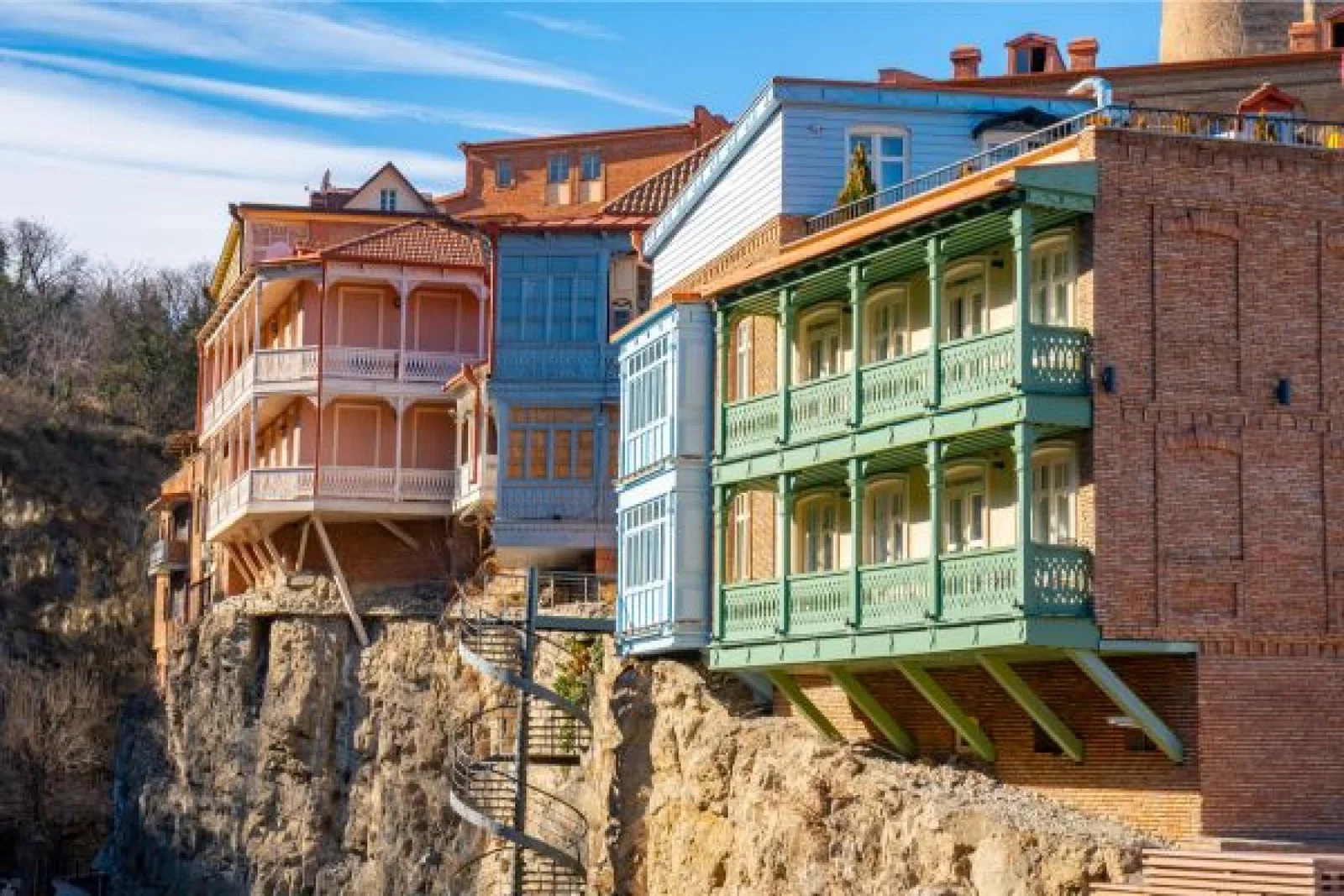 Balconies over gorge in Tbilisi