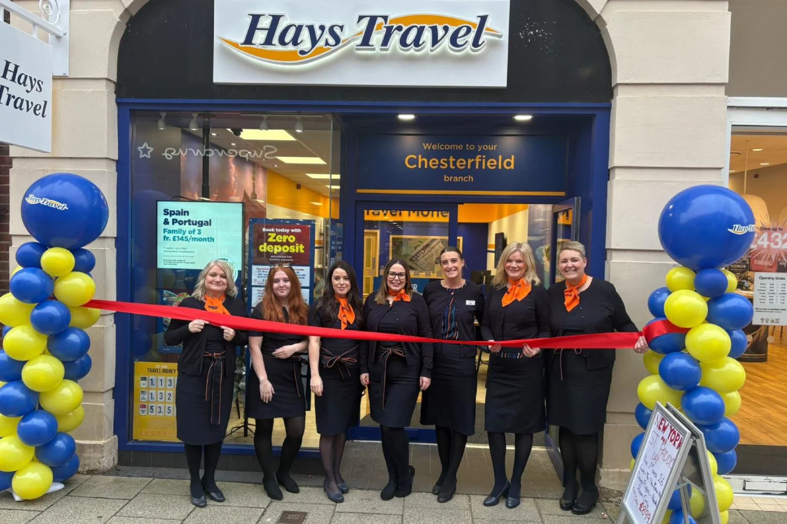 The team at Hays Travel Chesterfield pictured outside the new shop