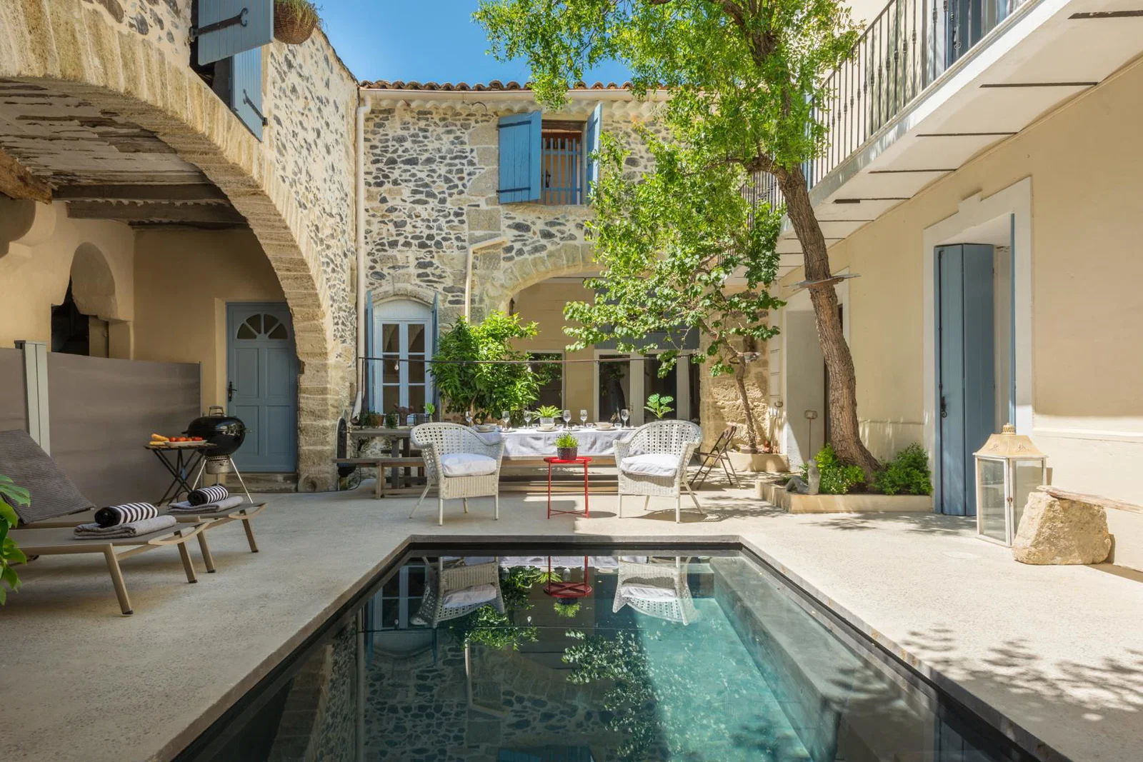 Sunny courtyard with a plunge pool