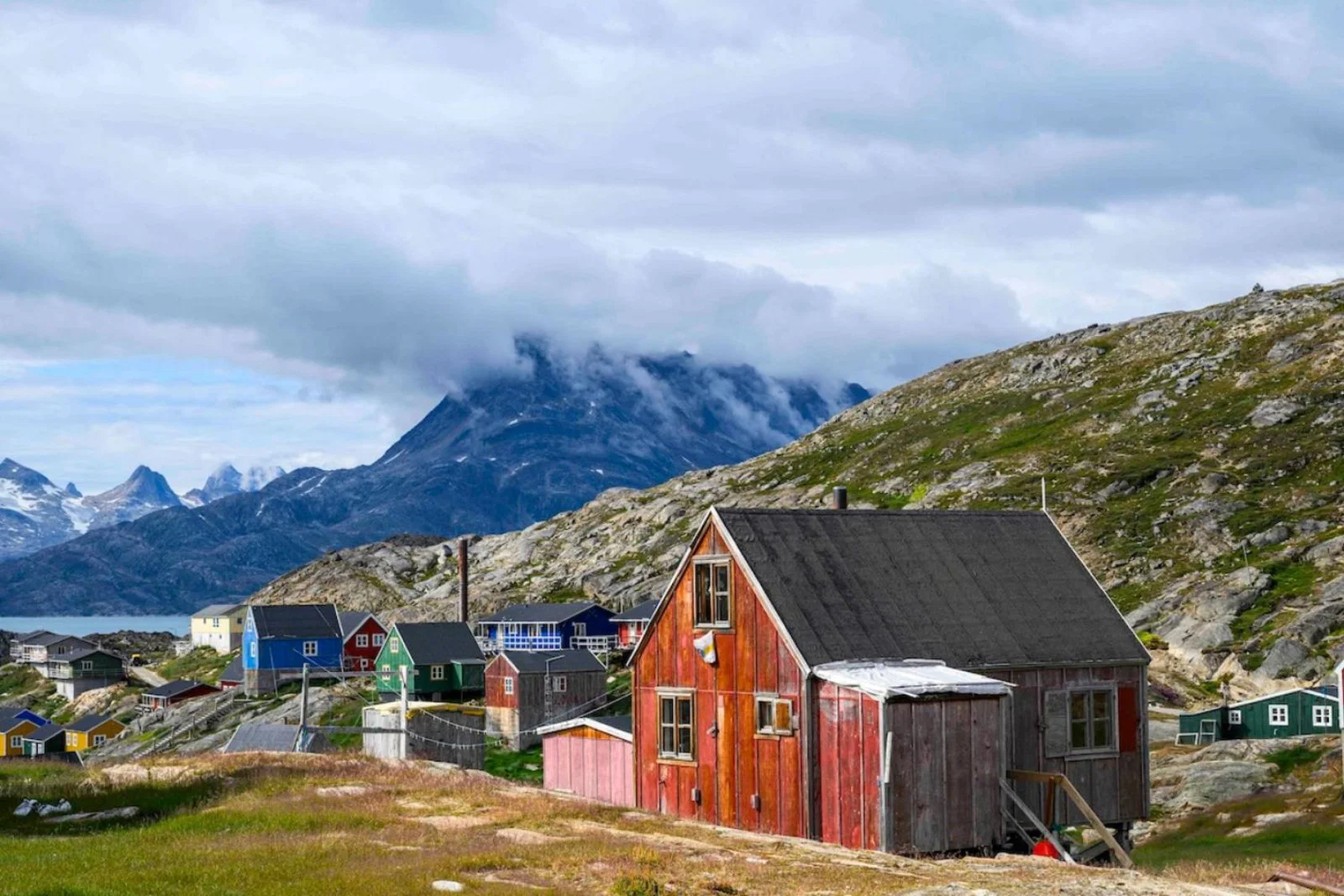 Greenland, colourful houses and sea 