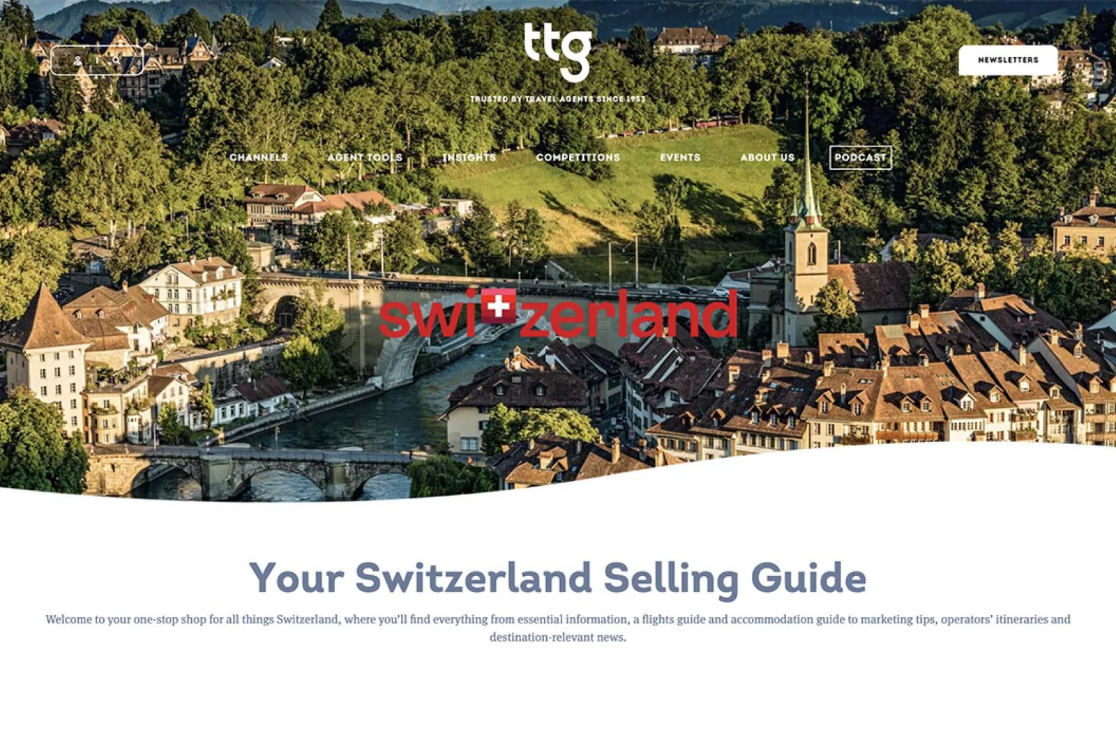 Screenshot of Switzerland Selling Guide website page on flymy.co.uk