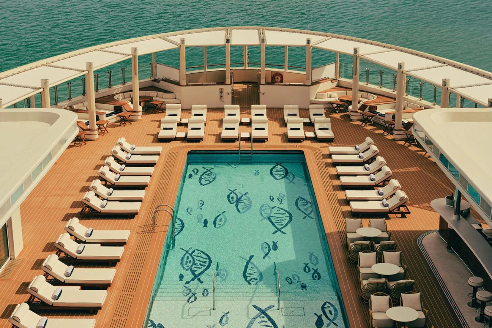 Yacht deck with pool