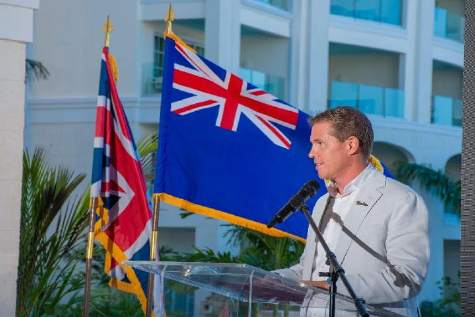 Executive Chairman of Beaches Resorts, Adam Stewart, delivers remarks at a special ribbon-cutting of Treasure Beach Village at Beaches Turks and Caicos