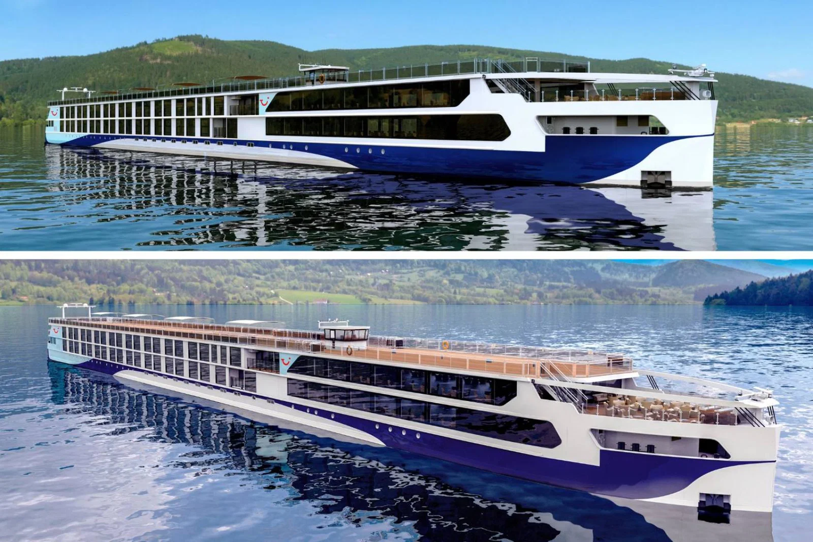 Renderings of Tui's two next methanol-ready river cruise ships