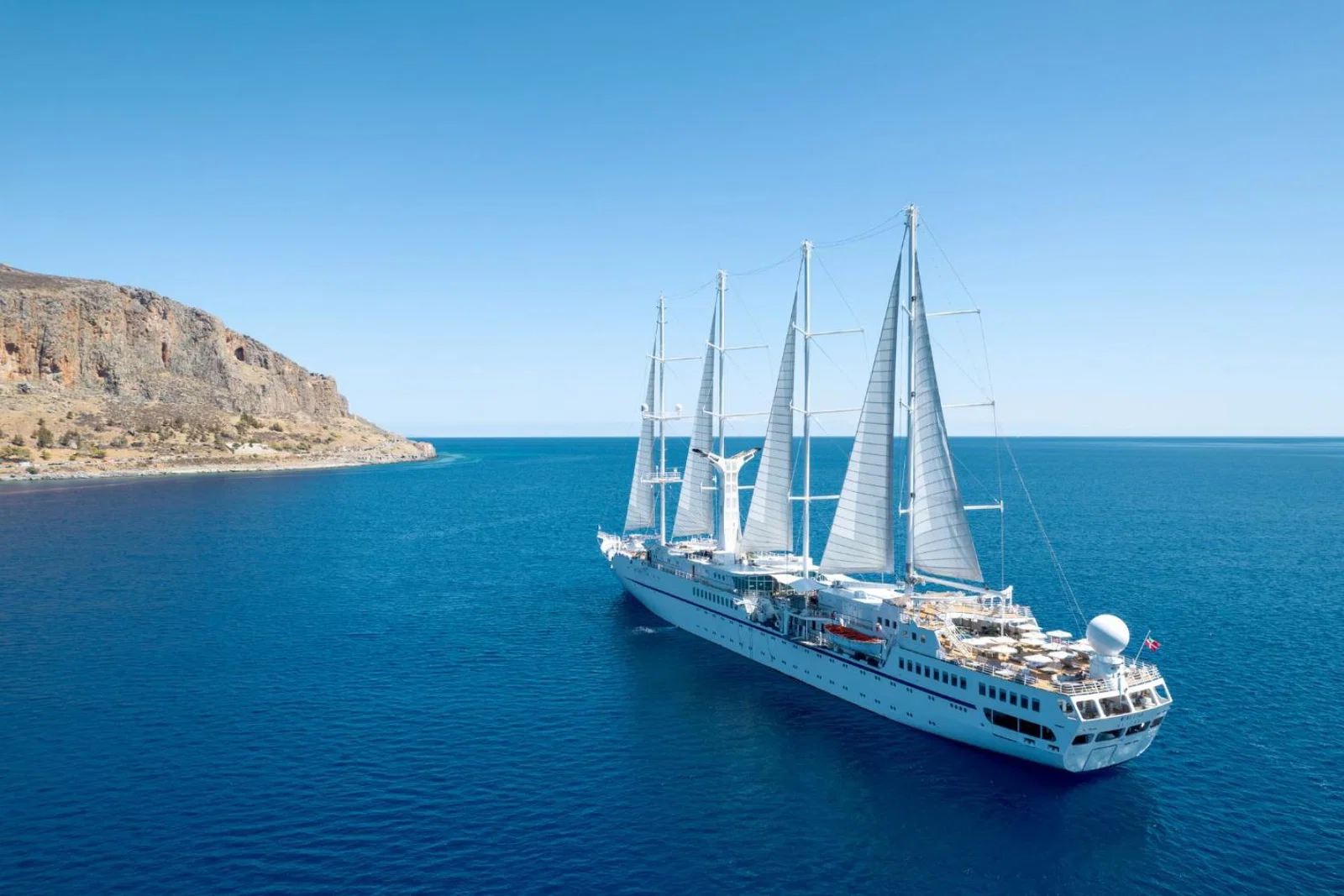 Yacht sailing on blue sea