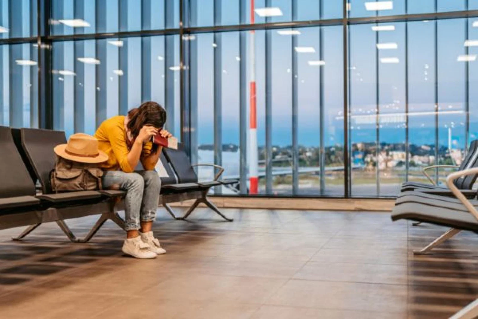 Stressed holidaymaker