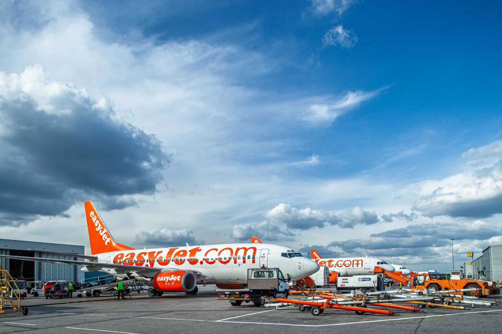 EasyJet aircraft pictured at the stand at Luton airport