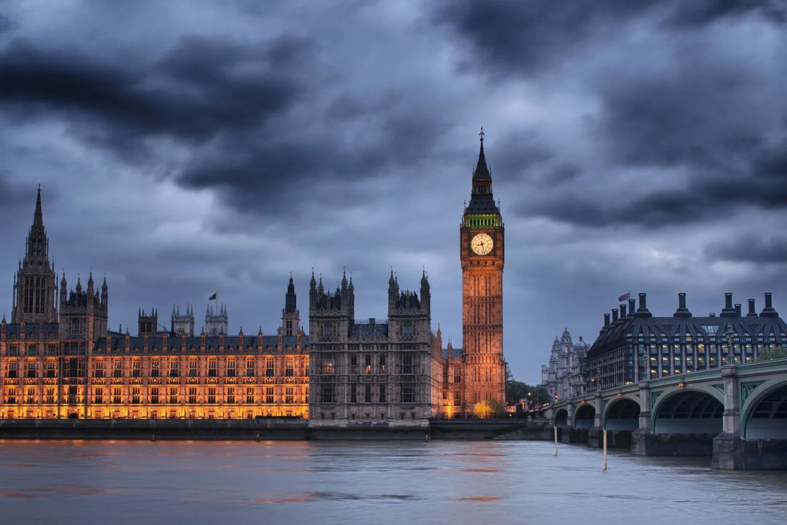 Clouds over the houses of parliament in Westminster, London