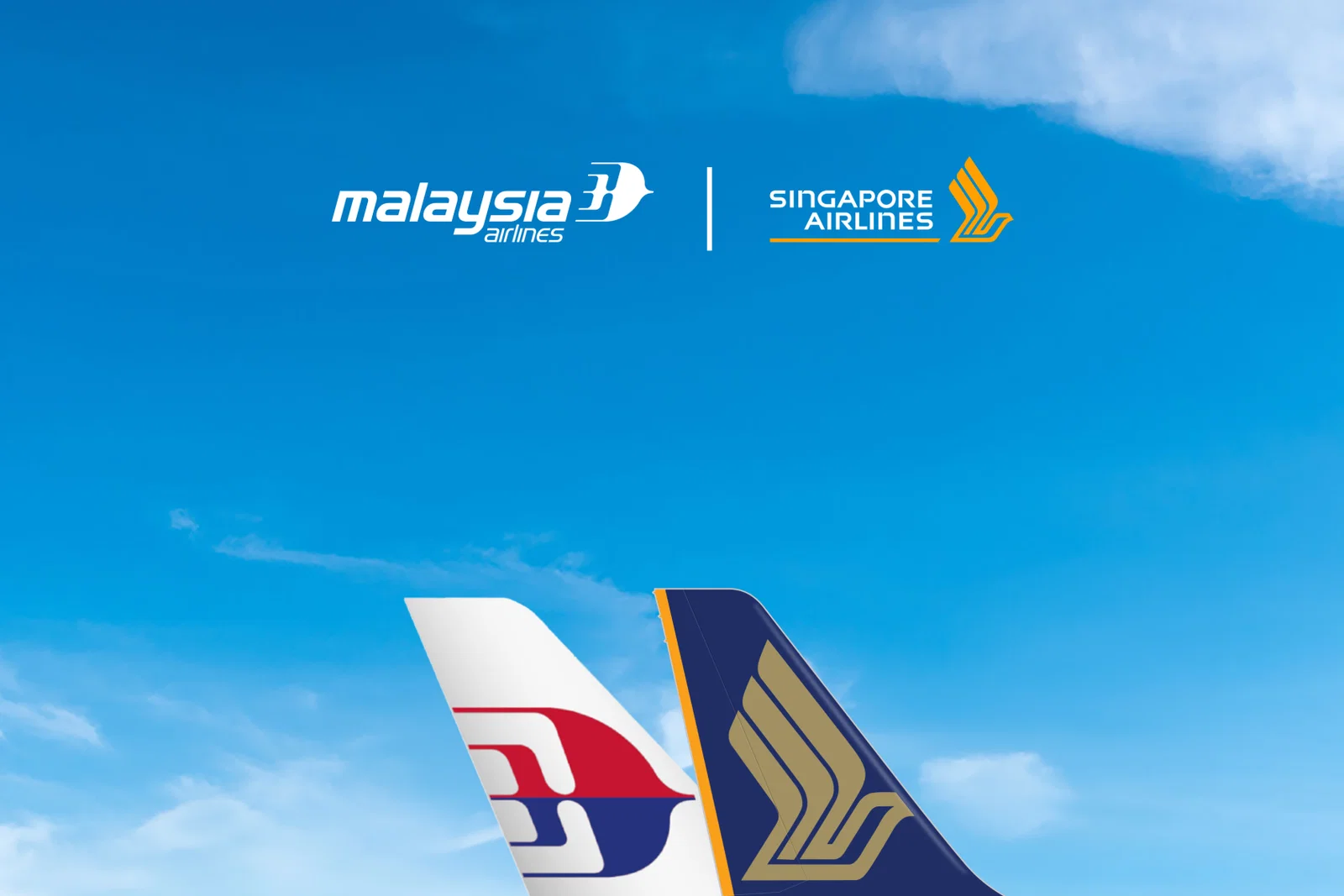 Image of Malaysia Airlines and Singapore Airlines tails and respective logos