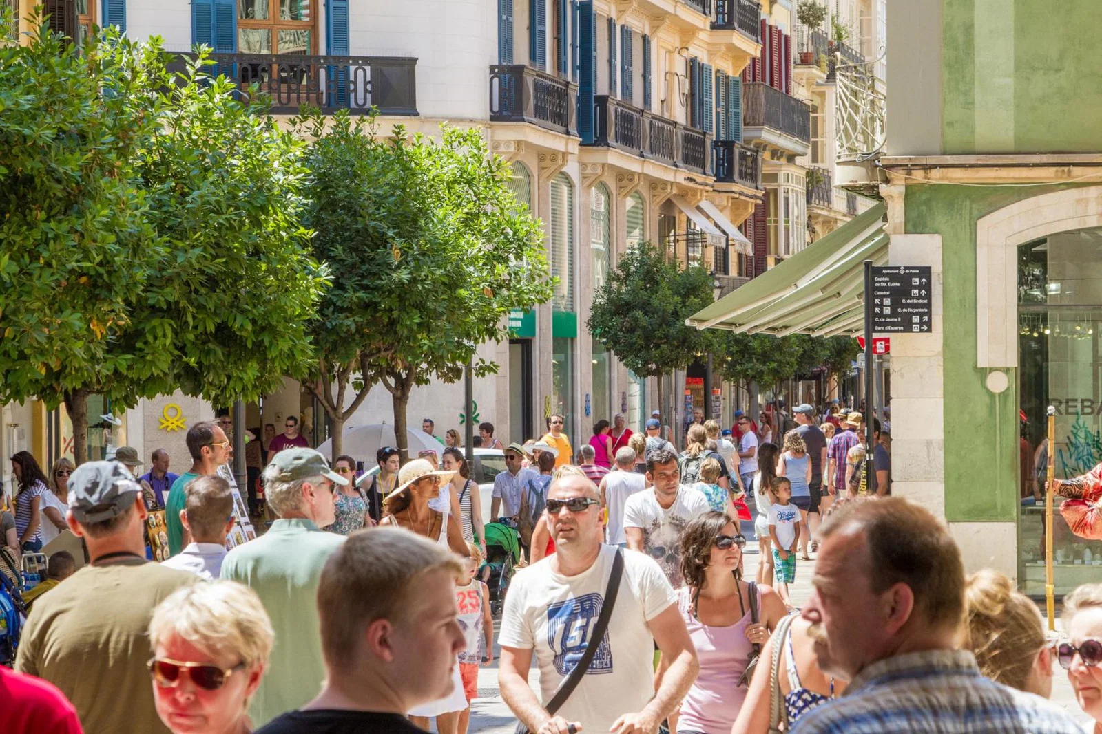 Crowded streets in Palma de Majorca