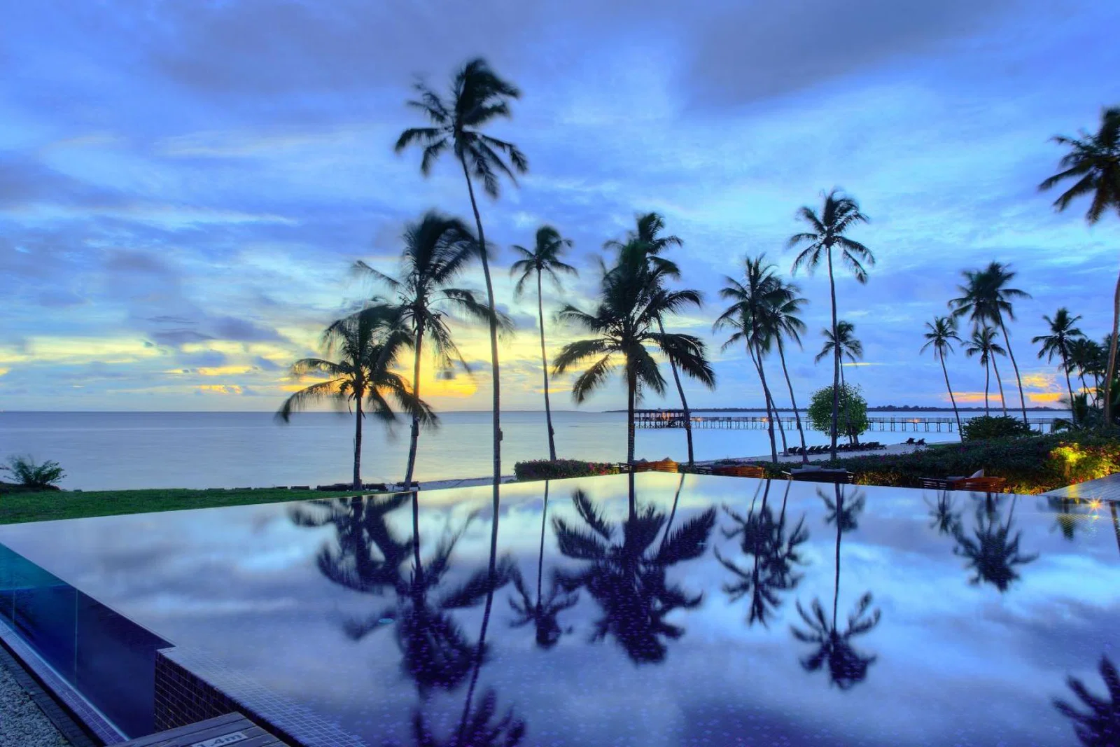 Infinity pool at sunset 