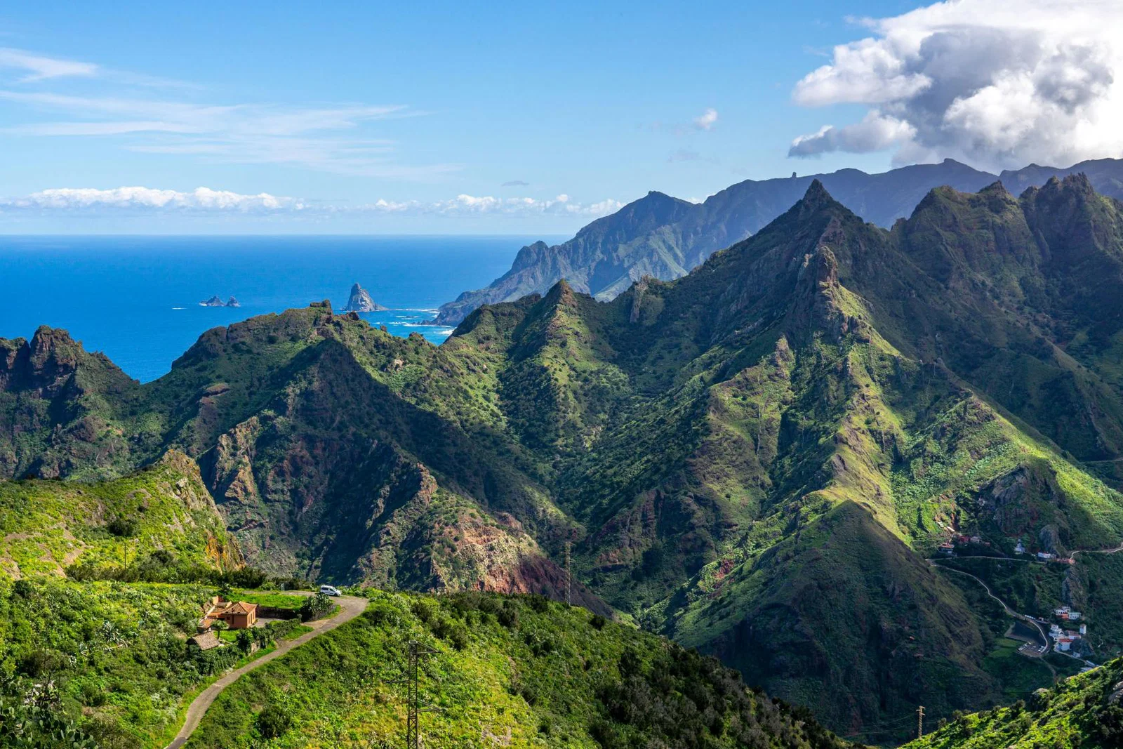 Tenerife, Spain (A scenic view of the mountains and ocean)