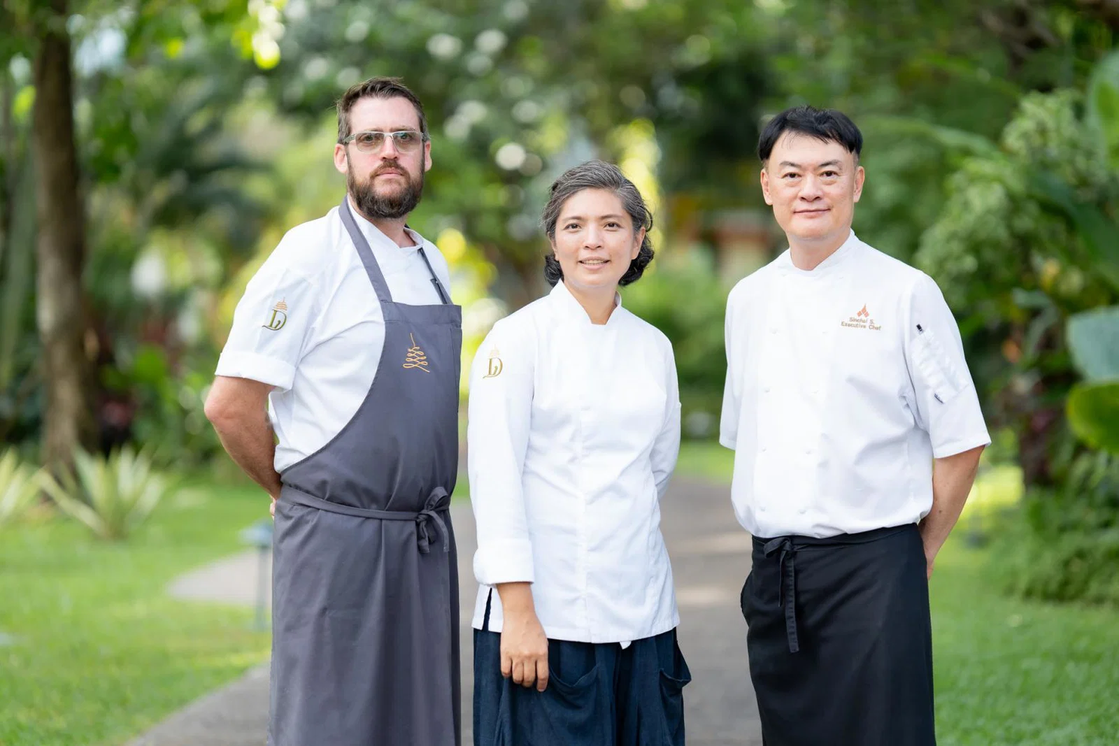 From left to right_ Chef Dylan Jones, Chef Duangporn “Bo” Songvisava, founders of Bo.lan and Chef Sinchai Srivipa, Executive Chef of Chiva-Som Hua Hin