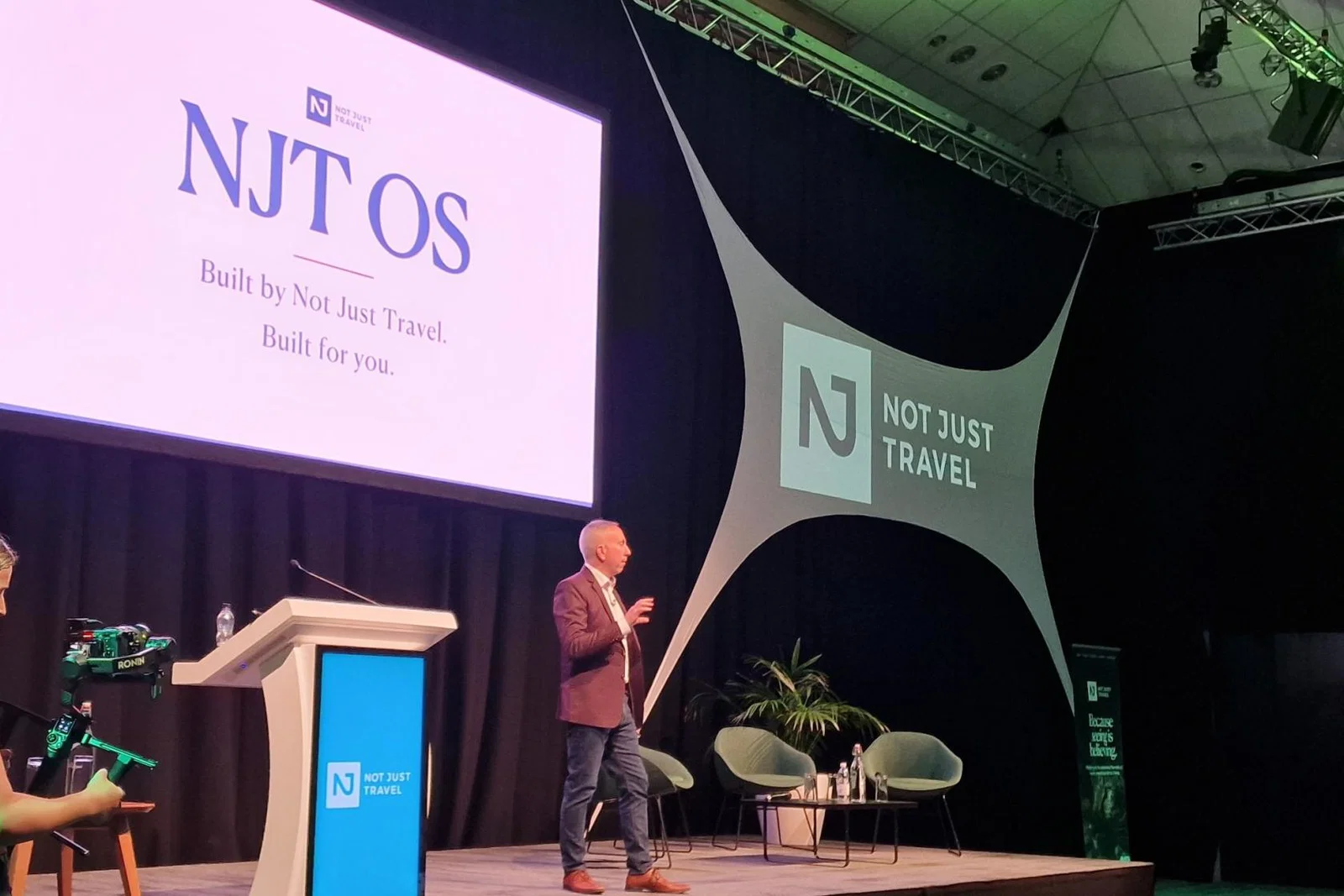 Steve Witt announcing NJT OS on stage at NJT's Summer Celebration