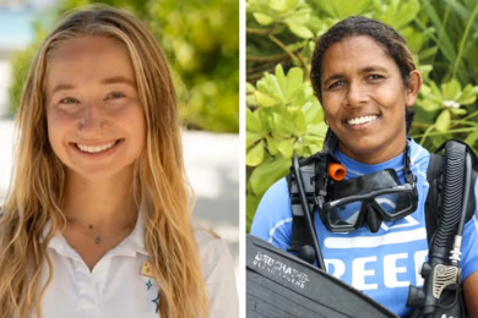 Jenna Lehocki, Marine Biologist at Nova; and Zoona Naseem, first Maldivian woman PADI Course Director