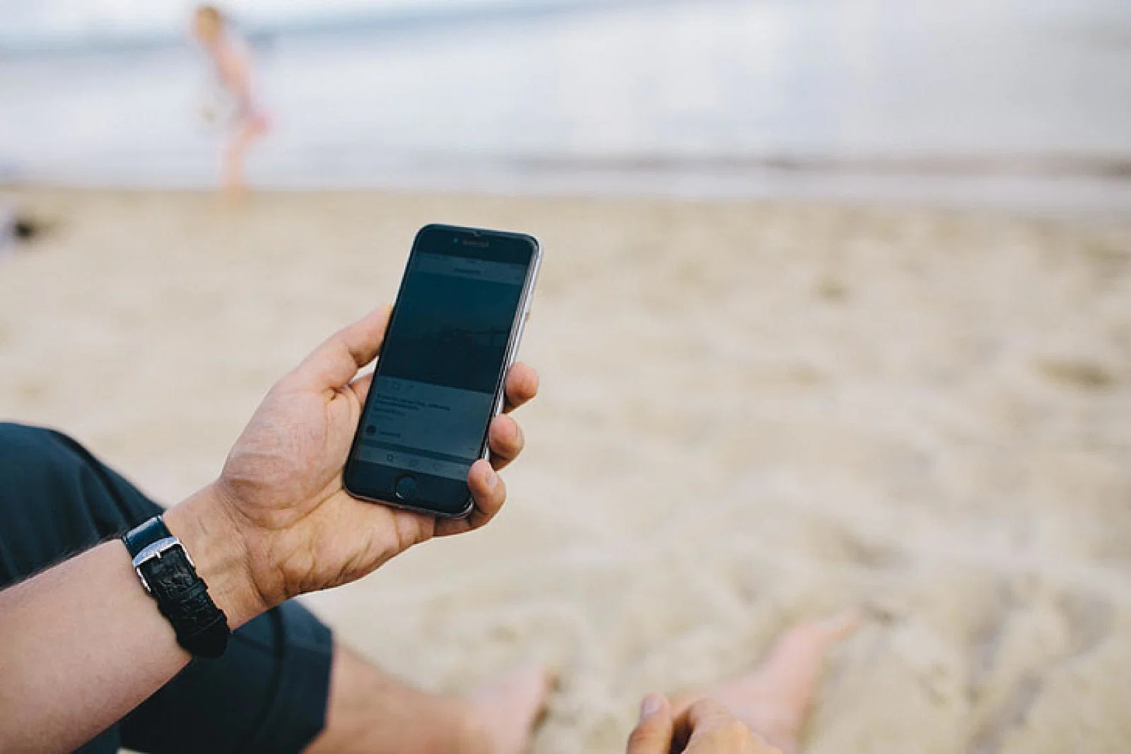 Mobile phone on a beach