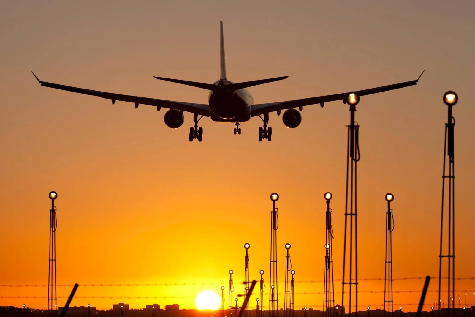 Plane flying over Palma airport