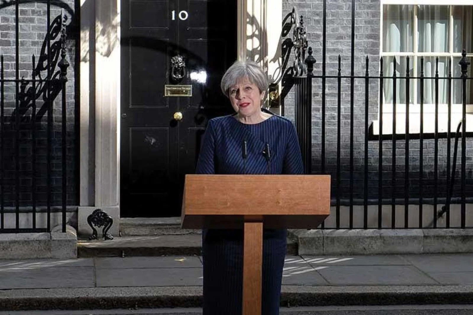 Theresa May outside 10 Downing Street. Credit: Press Association