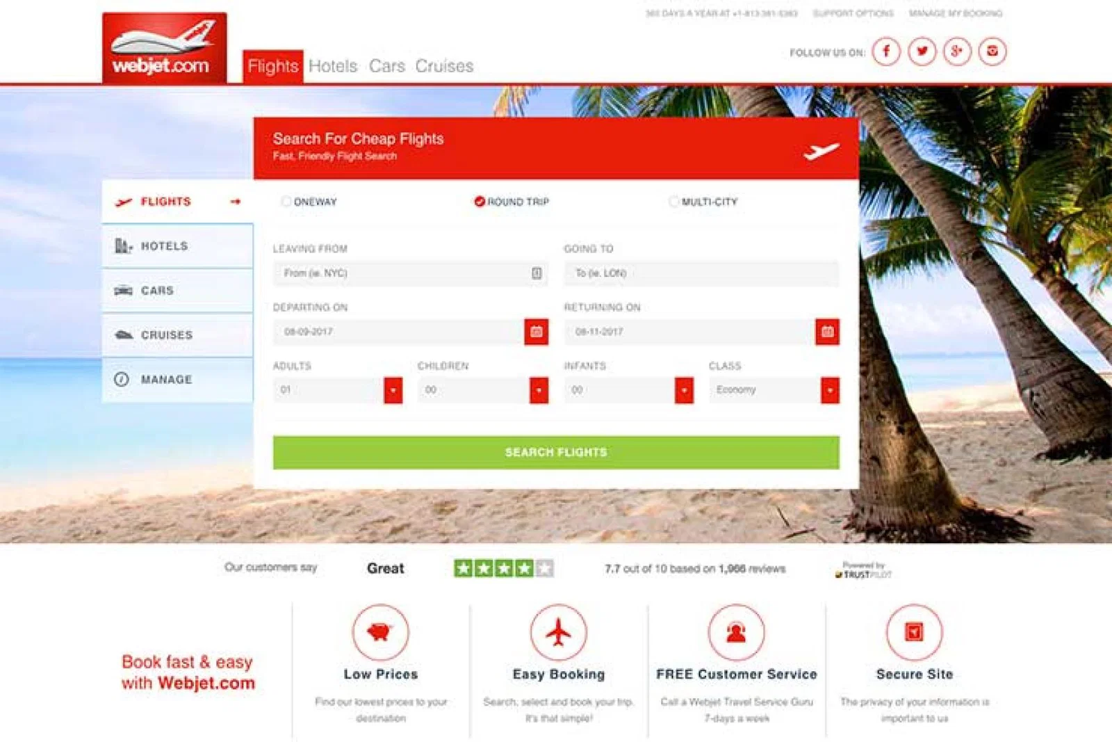 Webjet homepage