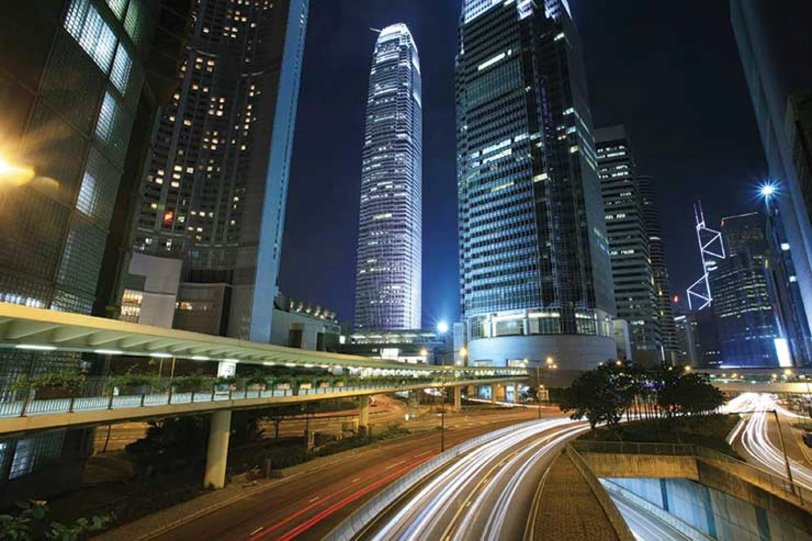 Traffic through downtown Hong Kong