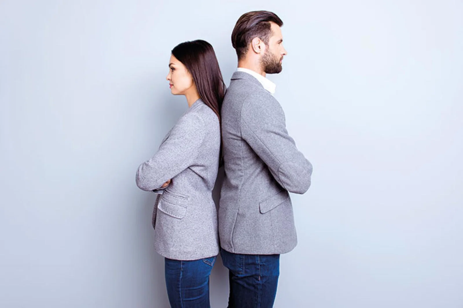 Man and woman back to back