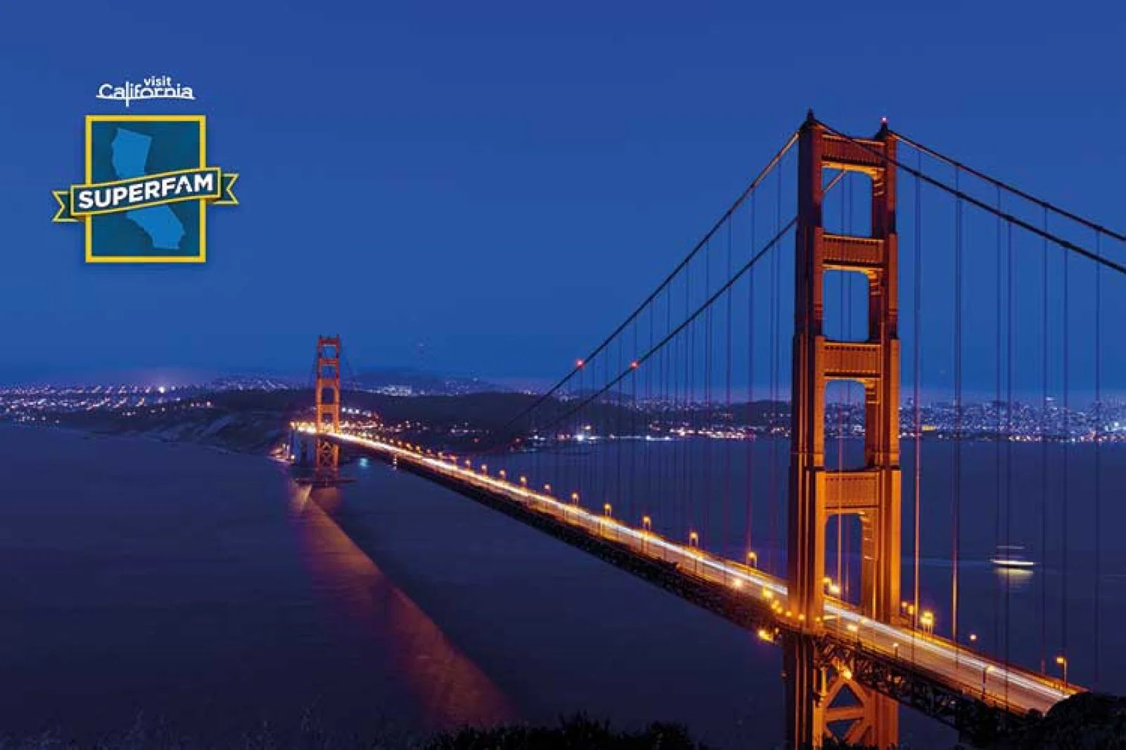 Visit California - Golden Gate Bridge by night