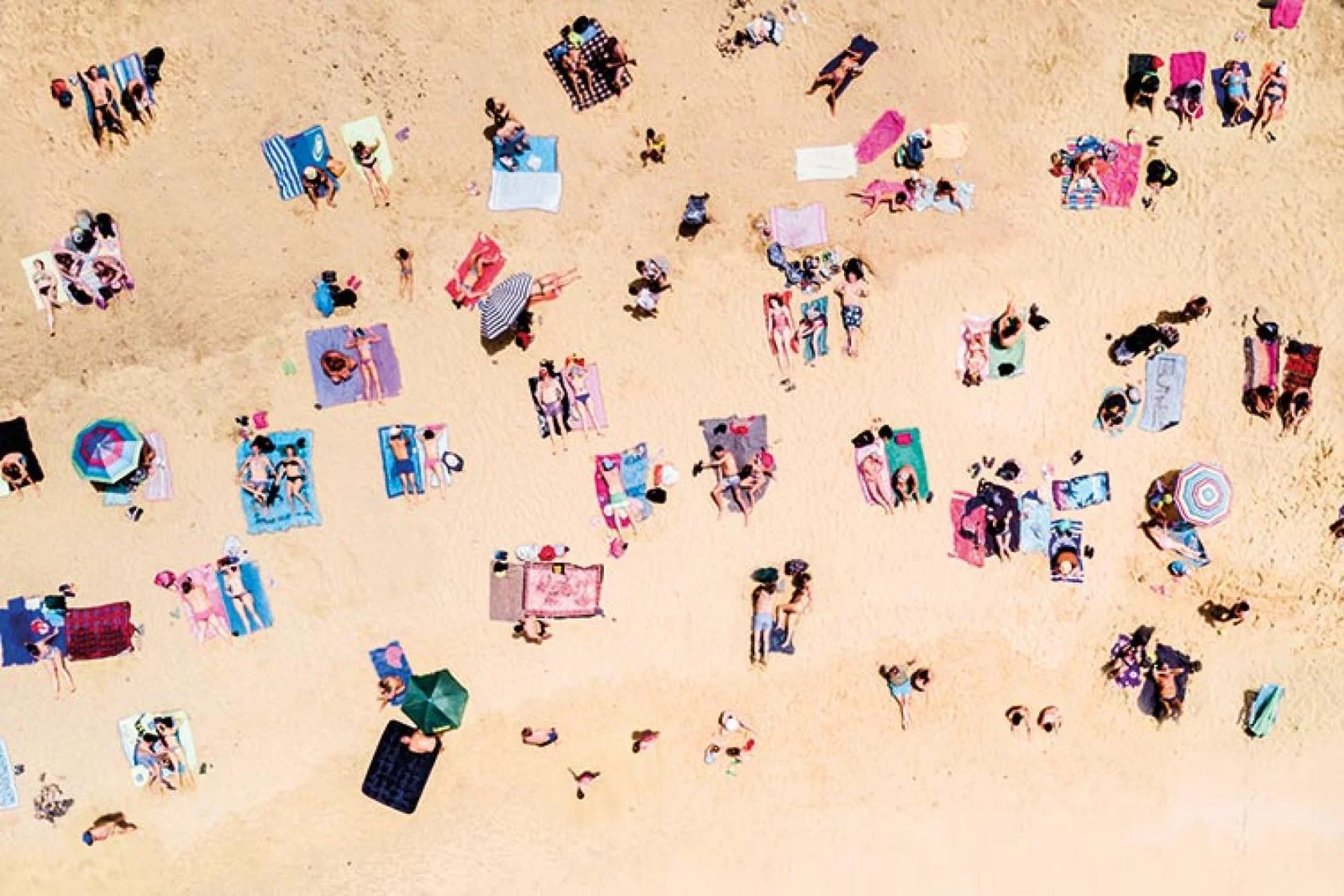 Sunbathers on sunny British beach