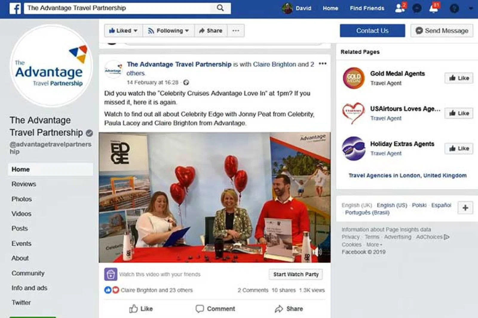 Advantage Travel Pertnership FB Live Feb19