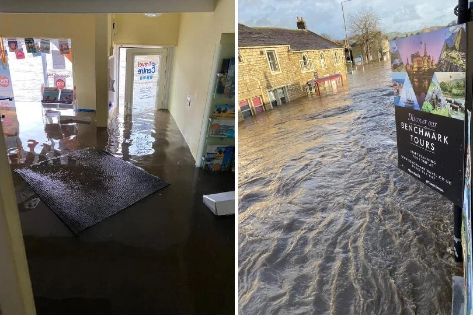 The Travel Centre was flooded amid the heavy Storm Ciara rains
