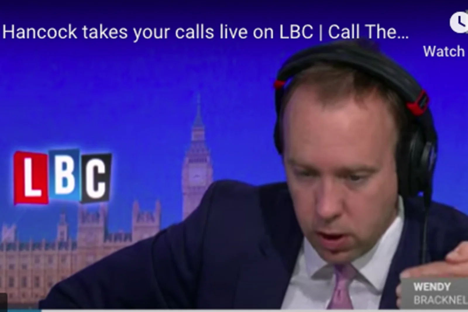 Matt Hancock was quizzed on an LBC phone-in show