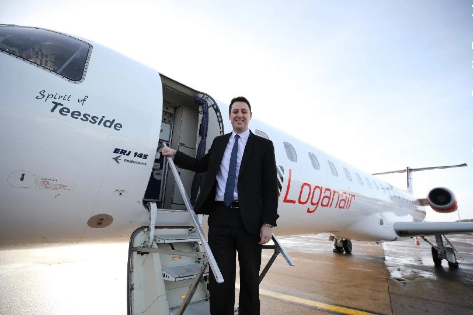Loganair has named one of its Embraer 145 jets Spirit of Teesside