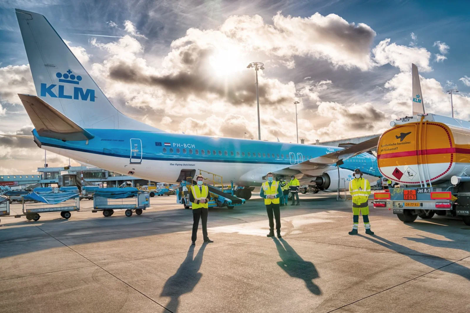 A KLM aircraft undergoing trials of a sustainable fuel blend