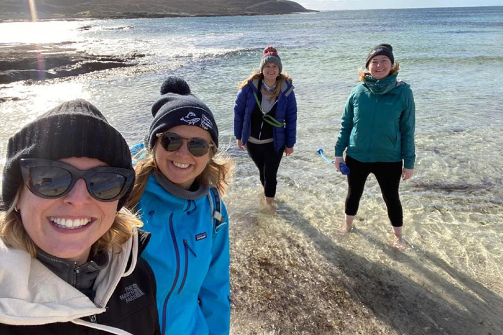 Hattie Seal and Annabel Upson (from left) with the HWDT team in Scotland