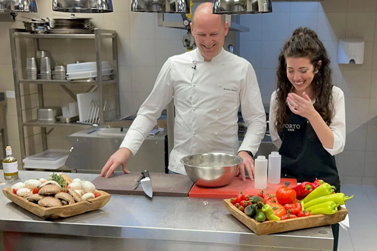 Sani Resorts' chef George Vagionas and Alkioni Kloussiadis help agents make a Greek feast