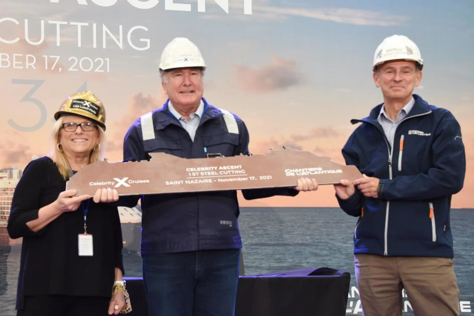 The steel-cutting ceremony for Celebrity Ascent took place at Chantiers de l’Atlantique shipyard in France