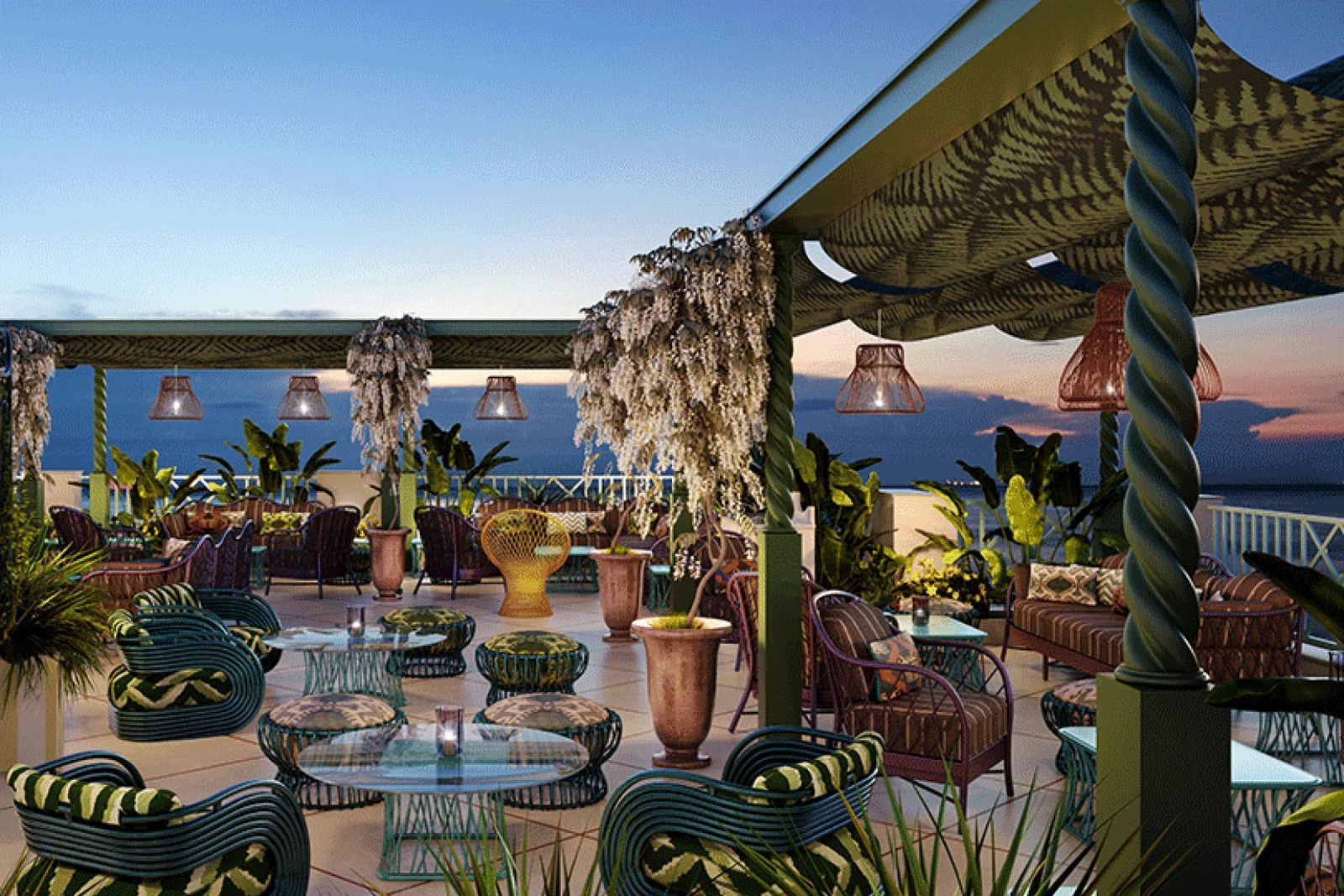 The new rooftop lounge at Hotel La Palma in Capri, opening 1 July