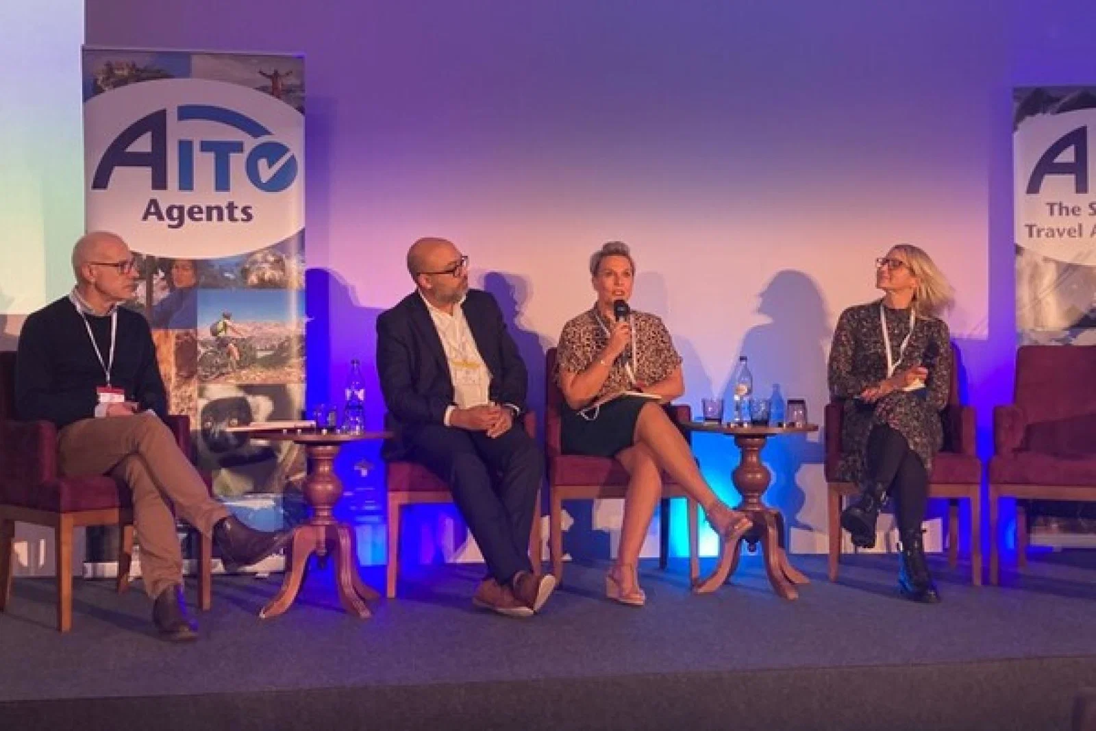 Garvey-Jones (centre right) wants more men in travel to discuss menopause issues