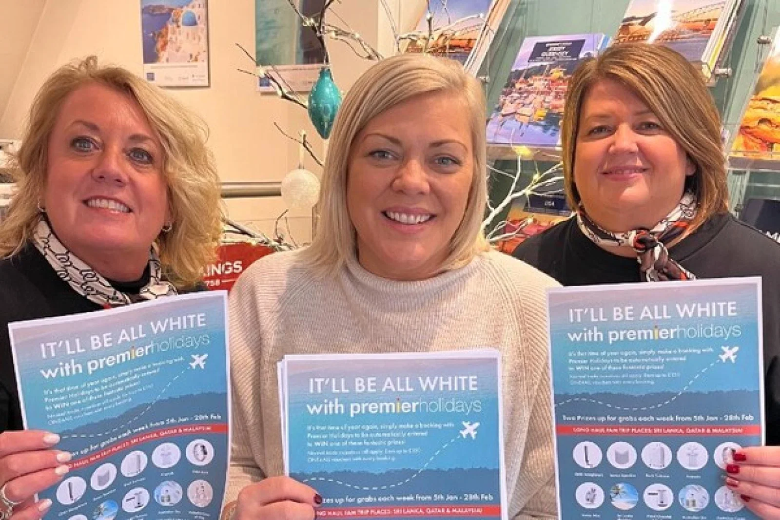 Premier BDM Karen Milward (centre) launched the campaign at Kirkburton agency Travel Experience with Amanda Richardson and Ruth Littlewood