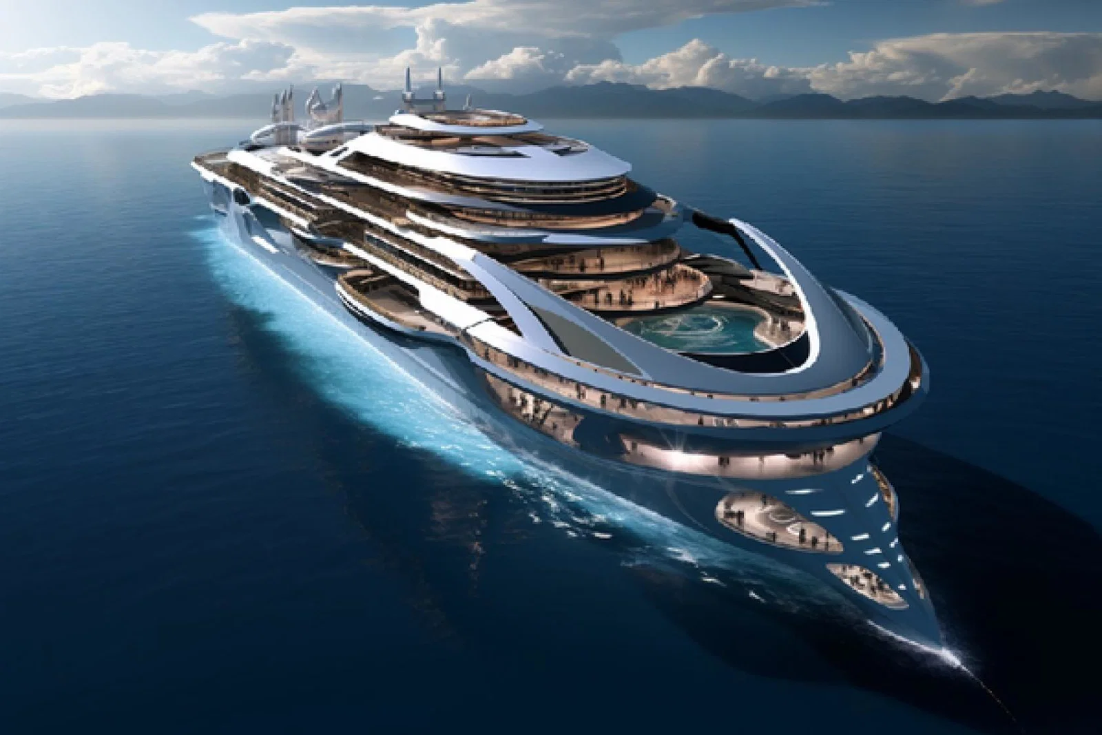 An AI-generated image of what a future cruise ship may look like (Credit: Mundy Cruising)