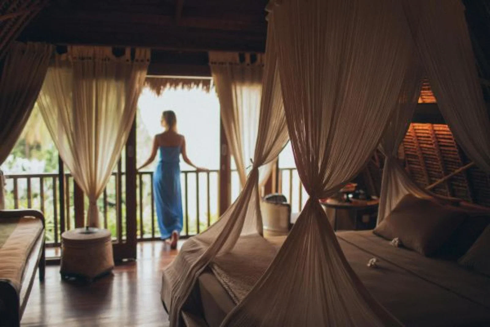 Woman in luxury resort 