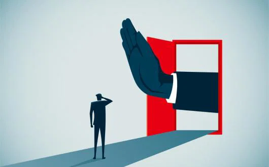 Graphic image of person blocking door