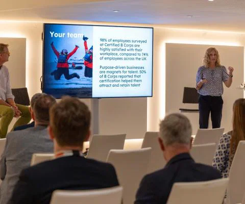 Intrepid's Rochelle Turner and Felloh's Will Bicknell ran through how B Corps balance profit and purpose