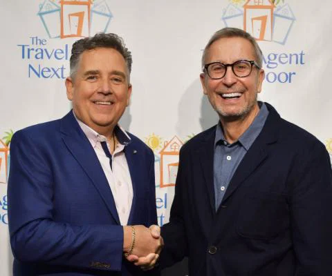 The Travel Agent Next Door chief executive Flemming Friisdahl with Travel Counsellors chief executive Steve Byrne